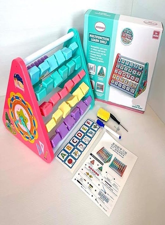 Samip 5-in-1 Montessori Activity Cube | Interactive Educational Toy for Toddlers | Alphabet Blocks, Abacus, Clock, Shape Sorter, and Gear Spinner | Learning Kit for Kids Ages 2 and Up - Image 2